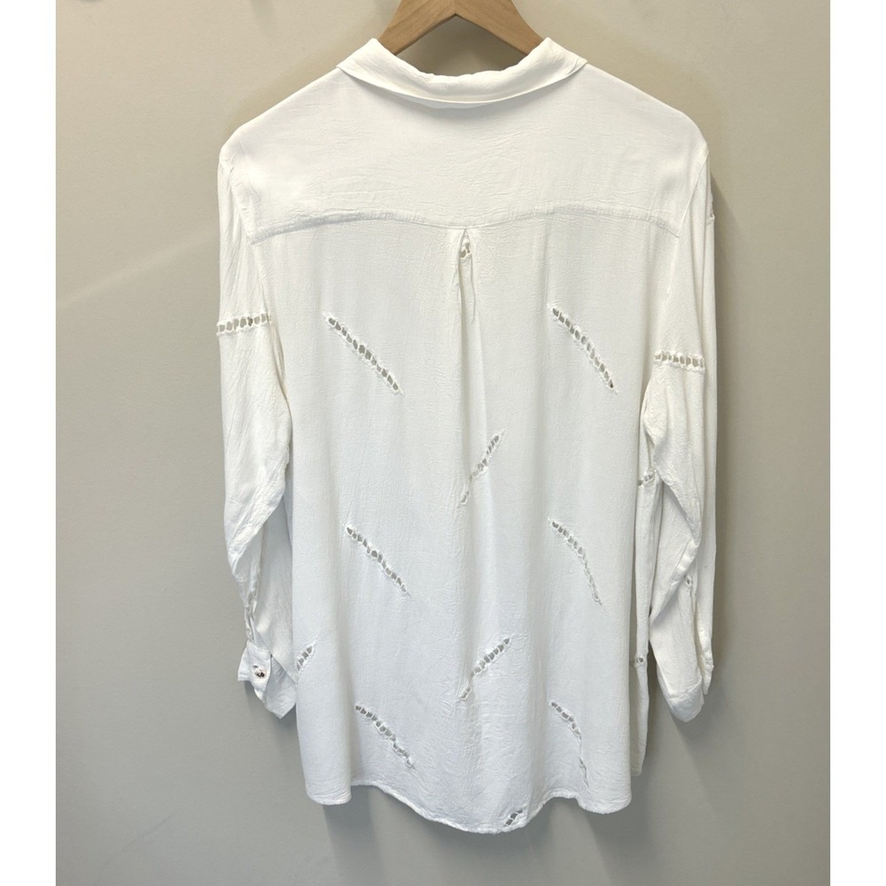 Vtg Ghost Button Down Blouse Top Women Medium White Cutwork 90s Edwardian UK - Picture 4 of 8